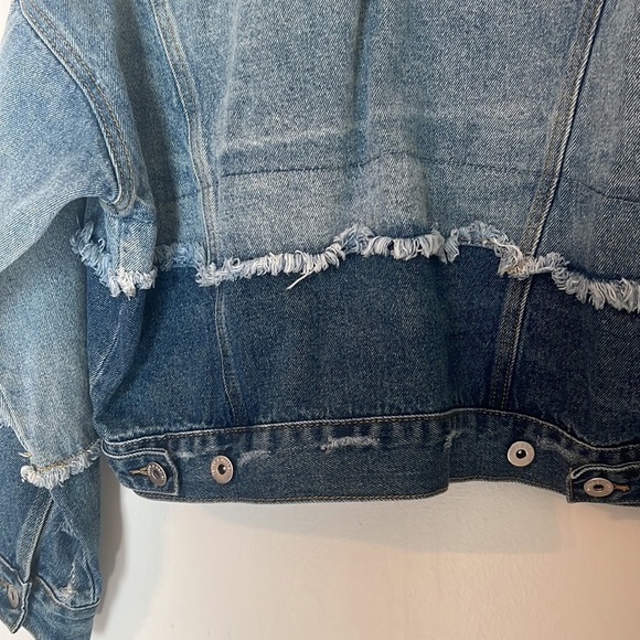 Dance & Marvel Distressed Two Toned Jean Jacket Size Small - Picture 8 of 9